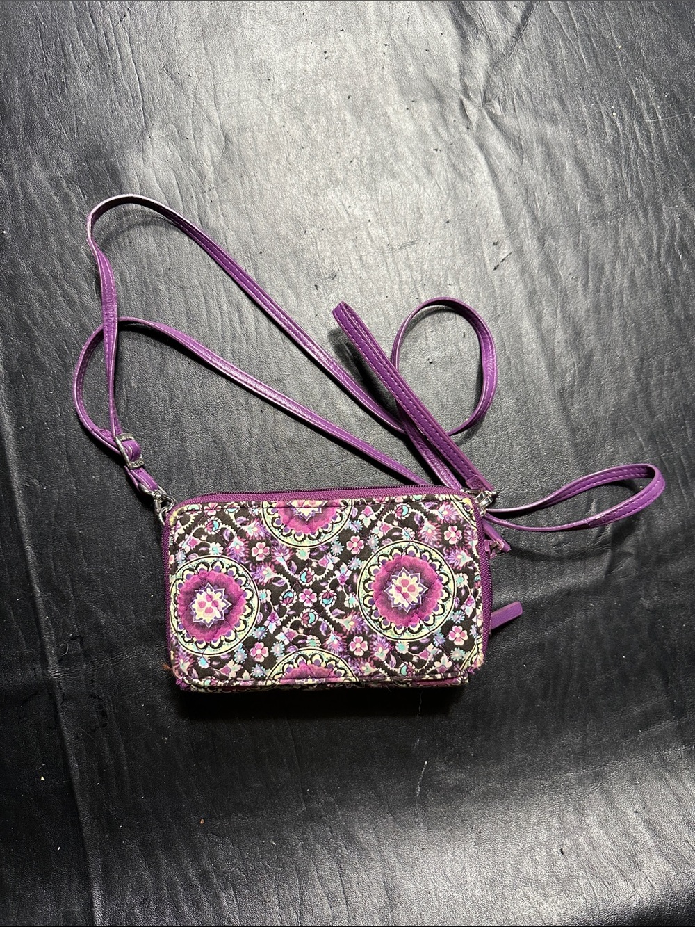 Vera Bradley Purple Floral Crossbody Wallet - Picture 2 of 3